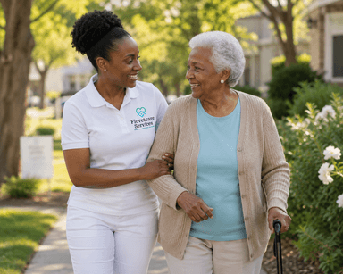Happy care recipient